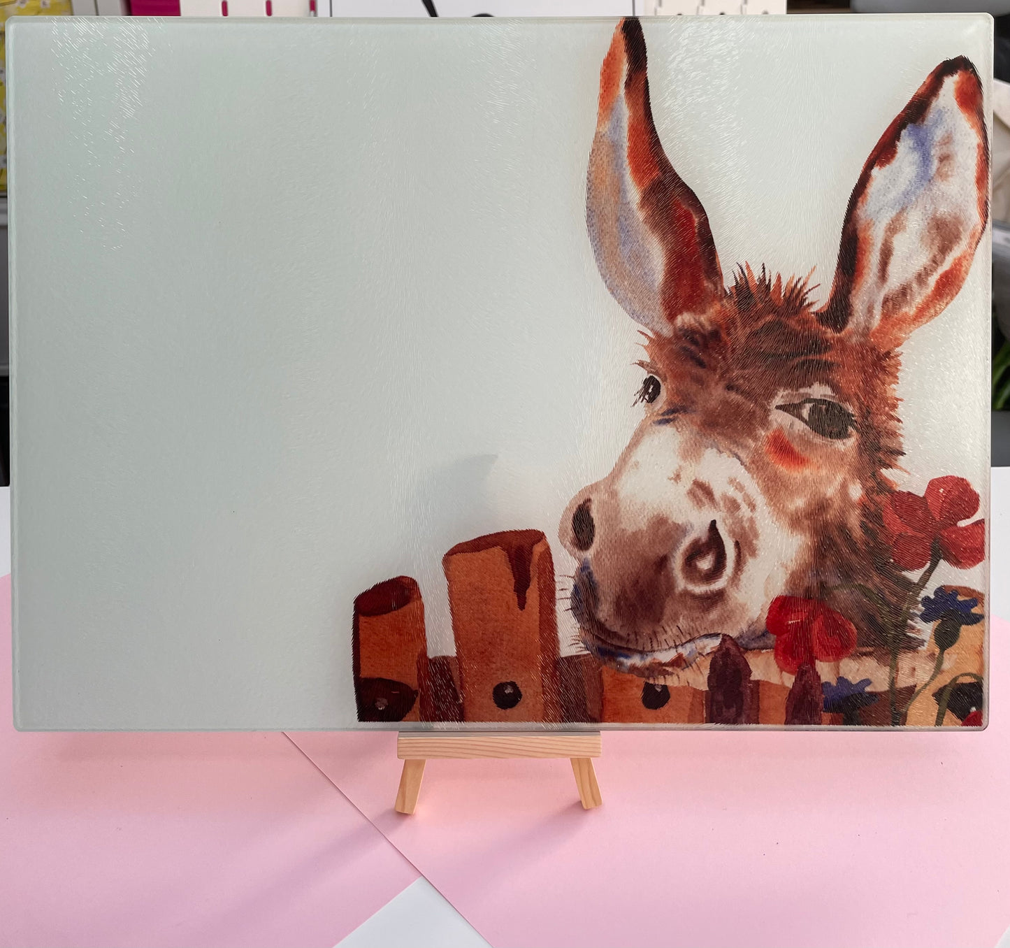 Darling Donkey Glass Chopping Board