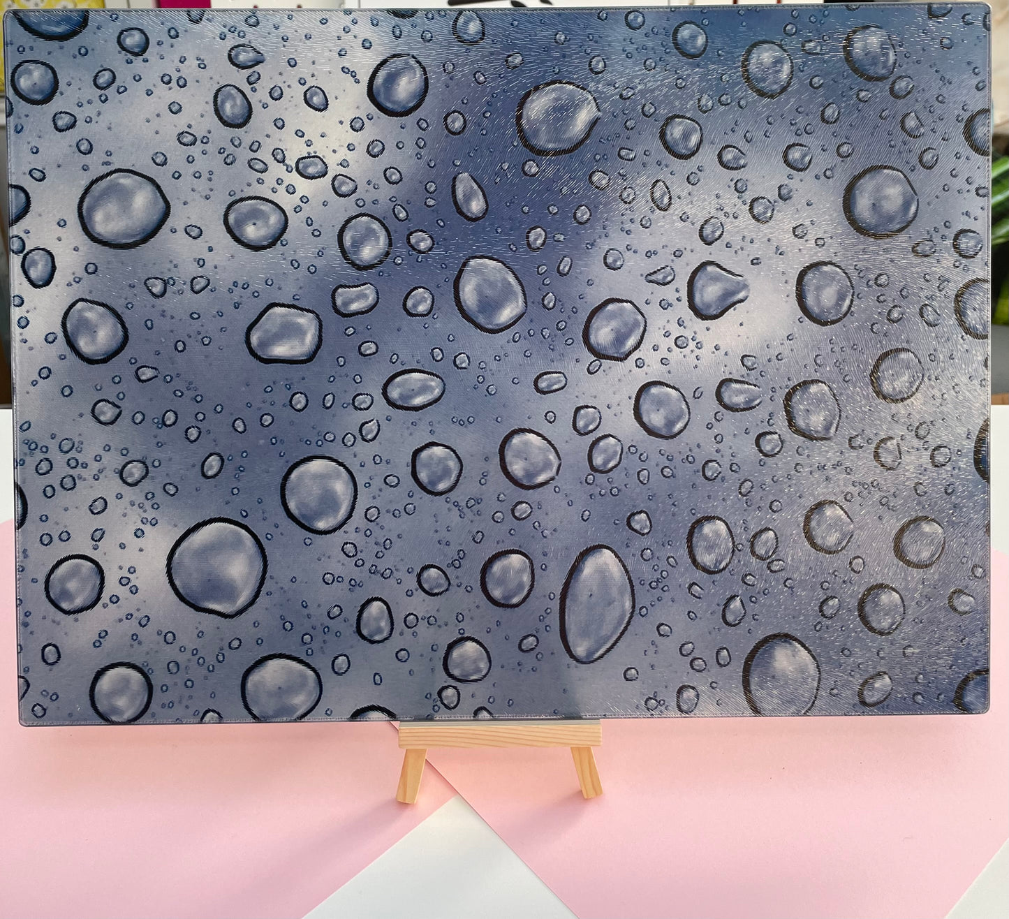 Water Droplets Glass Chopping Board