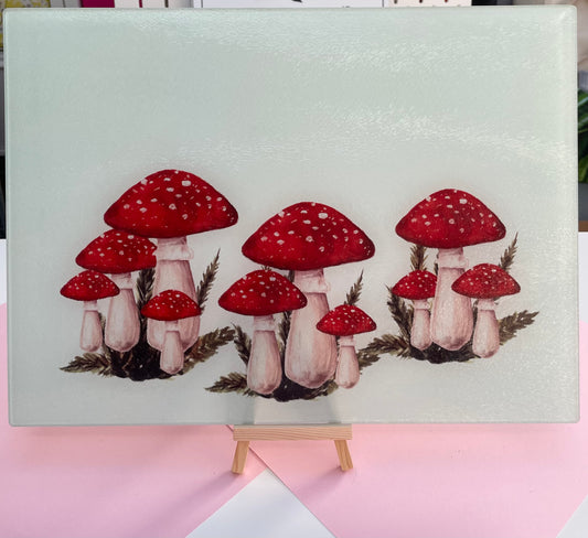 Toadstools Glass Chopping Board