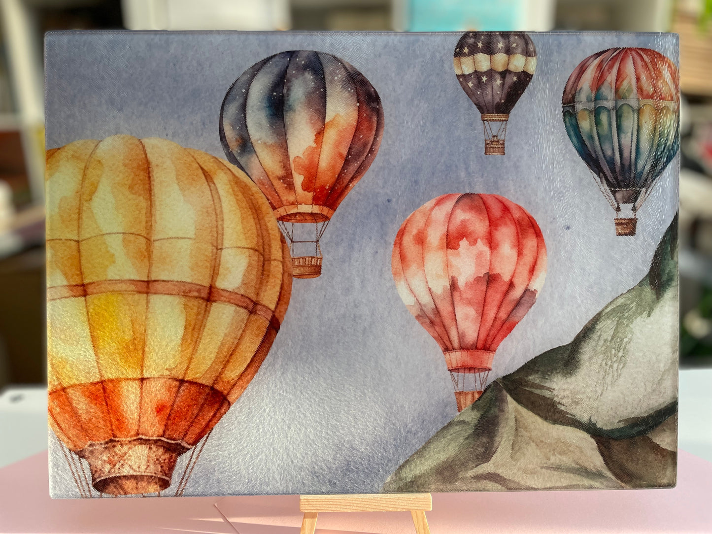 Hot Air Balloon Glass Chopping Board