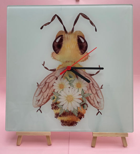 Beautiful Bee Glass Clock