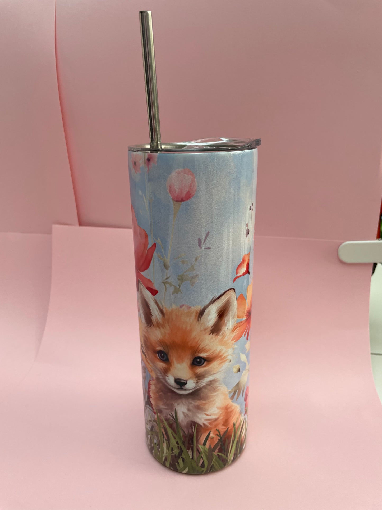 Fox in flowers Insulated Tumbler